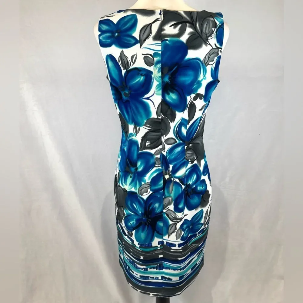 Gorgeous aqua and blue floral sheath dress size 6